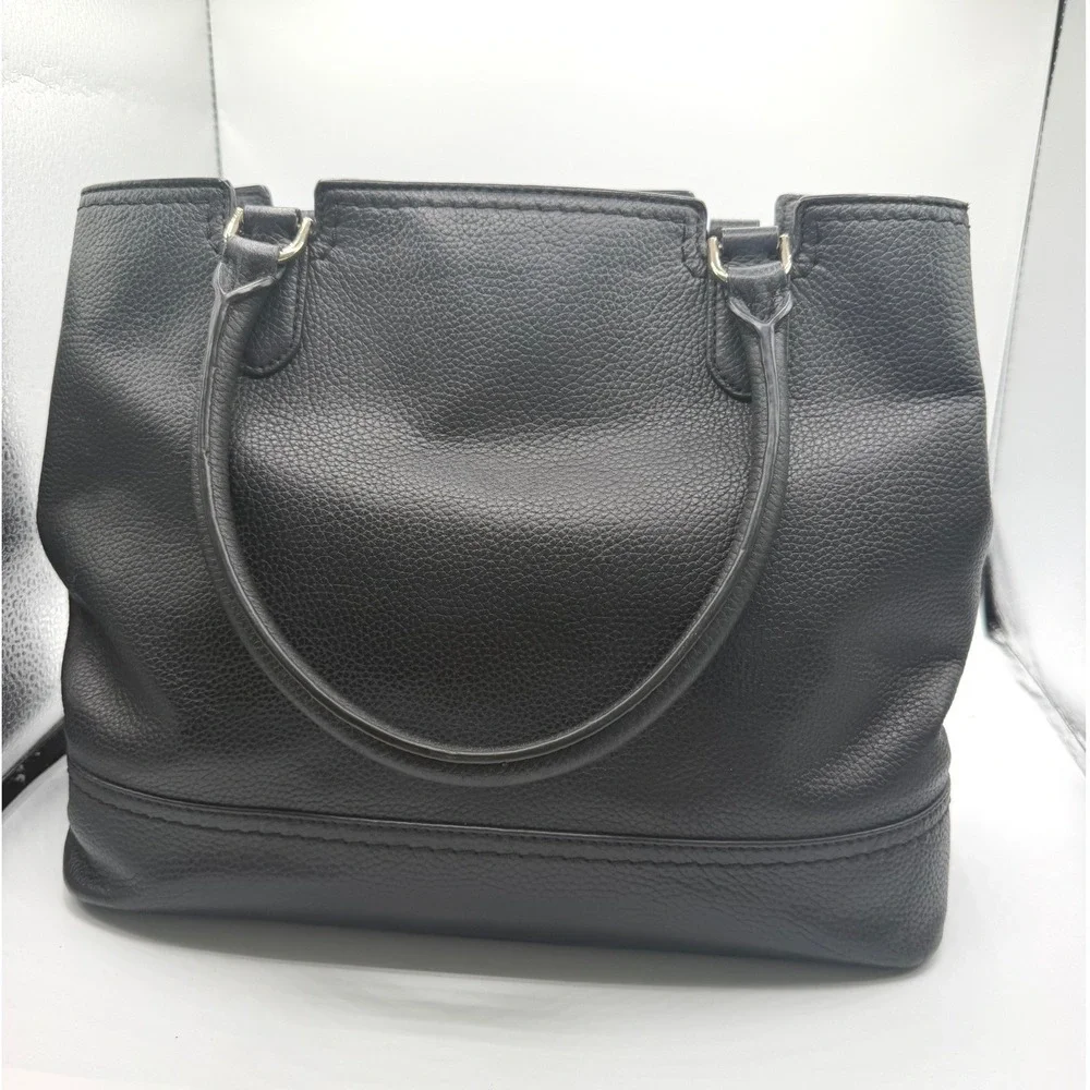 Kate Spade New York Tote Bag Womens Black Good Pebbled Leather Tassel Gold Logo